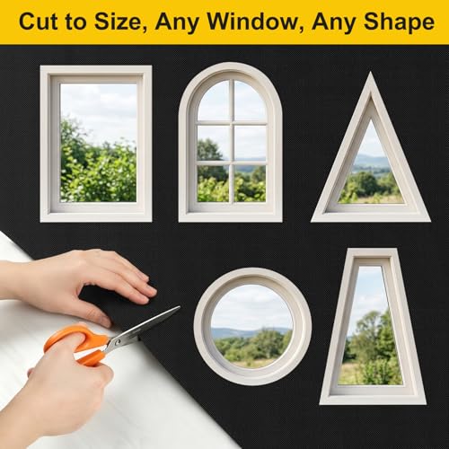100% Blackout Curtains Bedroom No Drill DIY Curtains 57" W x 39" H (Black / 57"W x 39"L (Pack of 1))