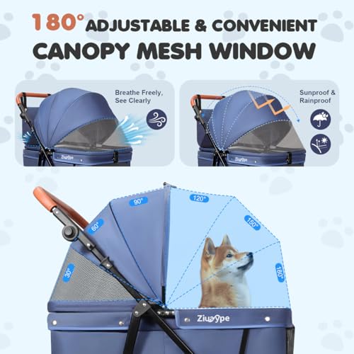 Dog Stroller for Large & Medium Dogs (Blue)