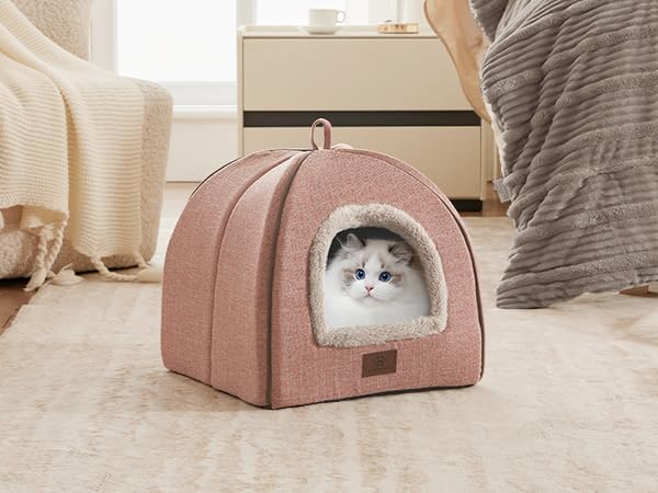 Cat Beds for Indoor Cats (Light Pink / L(17.5 x 17.5 x 17.5 Inch))