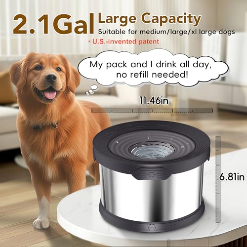 8L Dog Water Bowl No Spill Stainless Steel for Slow Drinking Black (8L / Black)