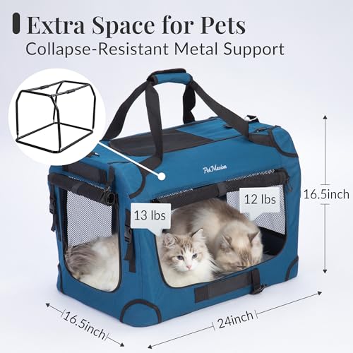 Extra Large Cat Carrier for 2 Cats (24.0"L x 16.5"W x 16.5"H / Prussian Blue)