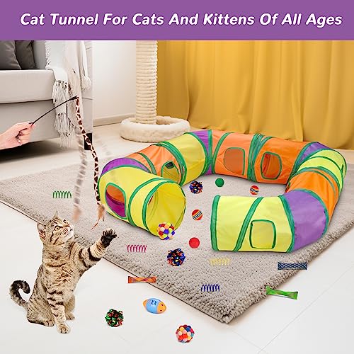 Interactive Cat Toys for Indoor Cats Kitten (Extra Large Cat Tunnel Toy Set)