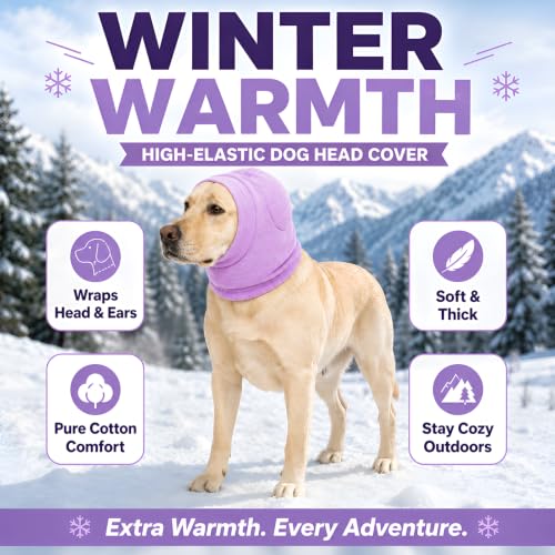 No Shake Dog Ear Wrap Quiet Ear Muffs for Hematoma (Purple / X-Large(Head Girth：16.7-23.6in))