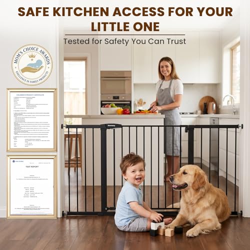 Extra Wide Baby Gate for Doorways (Black / 36-63"W x 30"H)