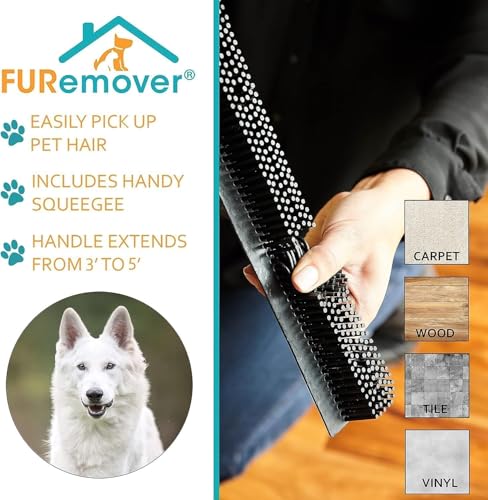 Pet Hair Removal Rubber Broom (58" Telescopic Handle)