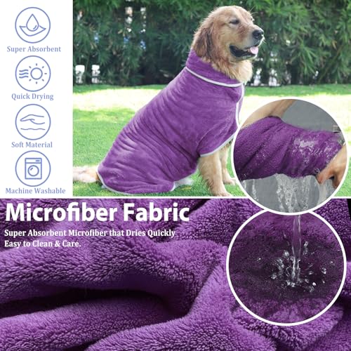 Dog Bathrobe Towel Dog Drying Coat (Violet / 3X-Large)