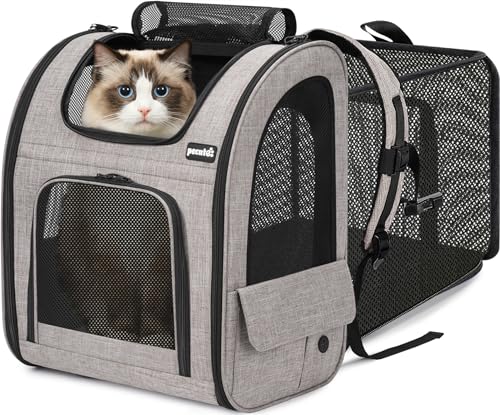Cat Backpack Expandable (Brown / 15.4"L x 11.0"W x 19.0"H)