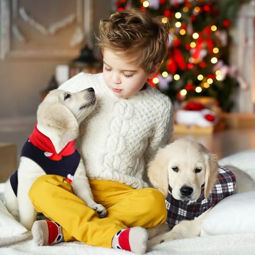 10 Pack Medium Dog Sweater Fleece Pet Dog Plaid Clothes Winter (M / Bright)