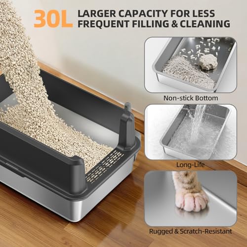 Stainless Steel Cat Litter Box (1 - Dark Gray (Pack of 1))