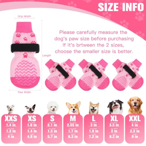 Anti Slip Dog Socks to Prevent Licking Paws for Hot Pavement (Pink / Small)