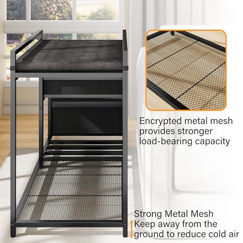 Pet Bunk Bed with Stairs and Storage (Black)