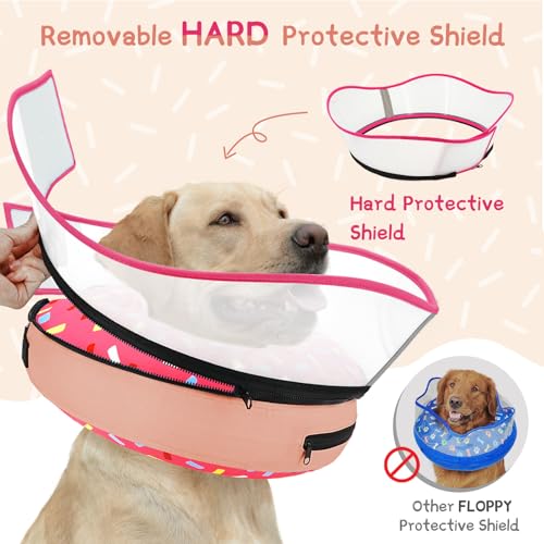 Raised Inflatable Dog Cone Collar to Stop Licking (Donut Pink / XL(Neck 14"-18"))