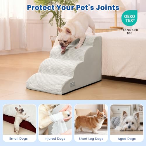 Dog Steps for Bed 17.7" H (Light Grey)