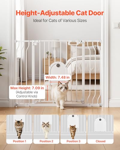 Baby Gate for Stairs (White / 29.5-43" Wide x 30" Tall)