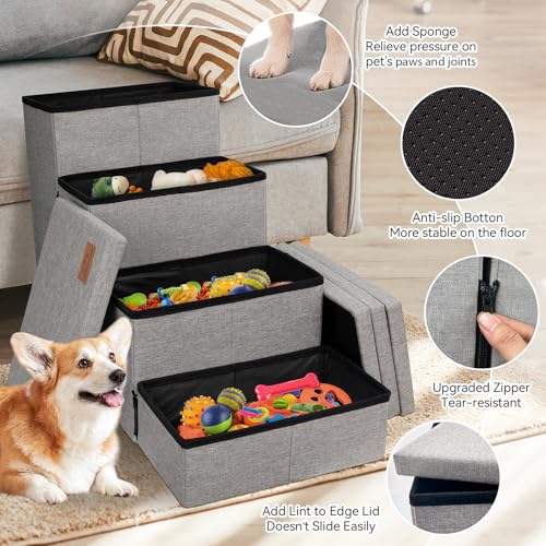 Dog Stairs with Storage (Grey No Condo / 4)