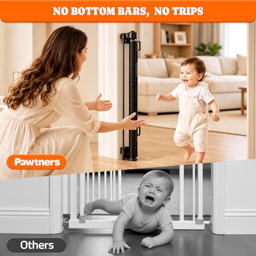 Retractable Baby Gates (Black / 0-80" W x 34" H)