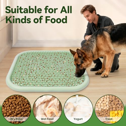 Snuffle Mat for Dogs 23.6" x 23.6" Silicone Large Slow Feeder Mat (Green:23.6"x23.6")