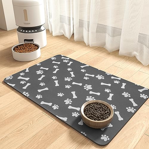 Absorbent Pet Feeding Mat (MP-DARKGREY / 12"x19")