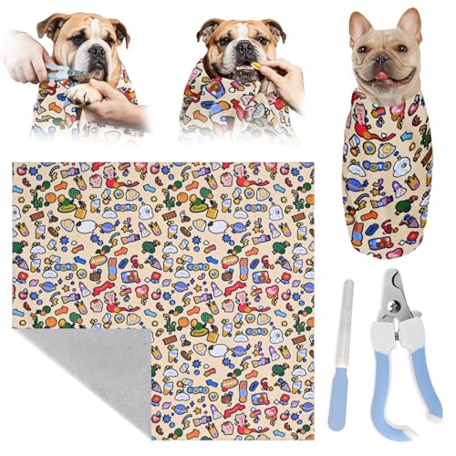 Cat Grooming Wrap & Dog Restraint Bag with Pet Nail Clippers Kit
