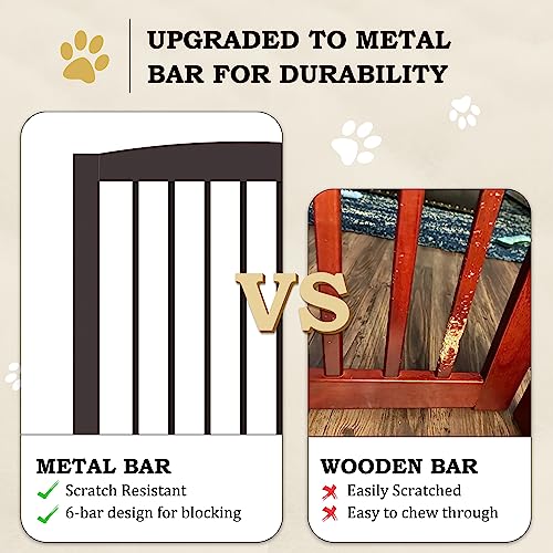 Freestanding Pet Gates with Walk Through Door (6 Panel 24" / Dark Brown)