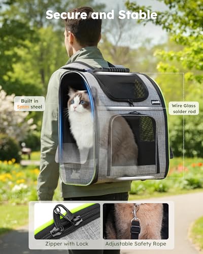 Cat Backpack Expandable (Grey / 15.4"L x 11.0"W x 19.0"H)