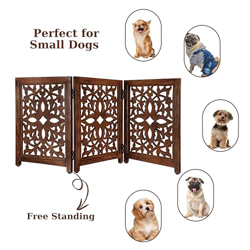 Lightnpro Wooden Pet Gate (Natural Burnt Flower / 24x54 - Rusty)