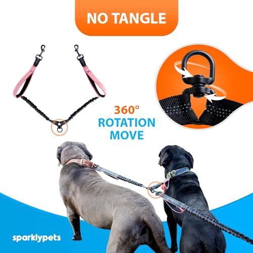 Hands Free Dual Dog Leash (Pink / 2 dogs M/L)