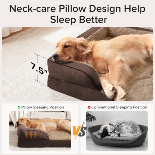 Jumbo Orthopedic Dog Bed for Extra Large Dogs (XL-PLUS (45"x 32"x 7.5") / Dark Brown)