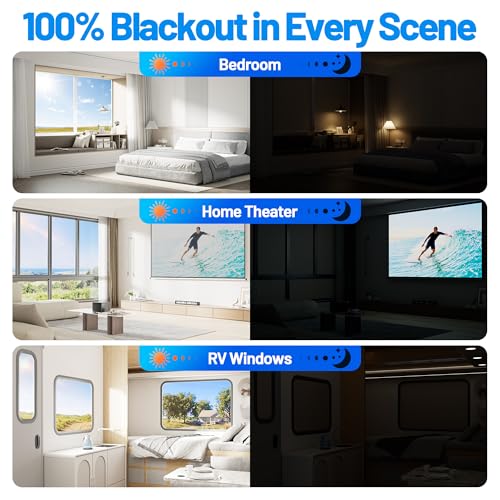 Linen Blackout Curtains for Bedroom Portable 75"×59" Black Out Window Cover (Beige / 59"W x 75"H)