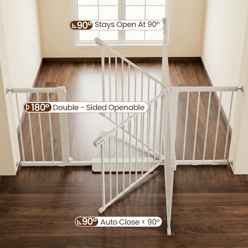 Extra Wide Baby Gate for Doorways (White / 36-63"W x 30"H)