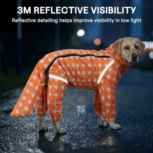 Polka Dot Dog Raincoat (Orange / Large)