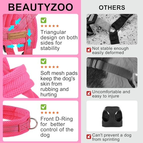 Small Dog Harness and Leash Set (Dark pink / XS: Chest 15"-18")