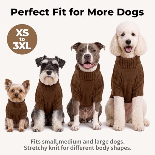 Dog Sweater for Large Dogs Turtleneck Knitwear Fall Sweatshirt XXL (2XL / Coffee Brown)
