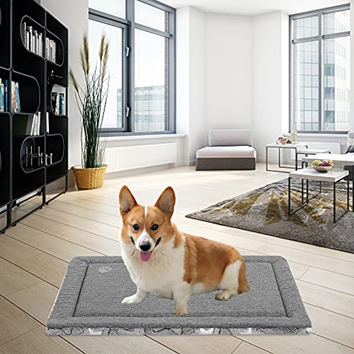 Dog Crate Pad for 30"x20" Dog Crate (Grey with Star Pattern / M (29.1"x17.7"x1.1"))