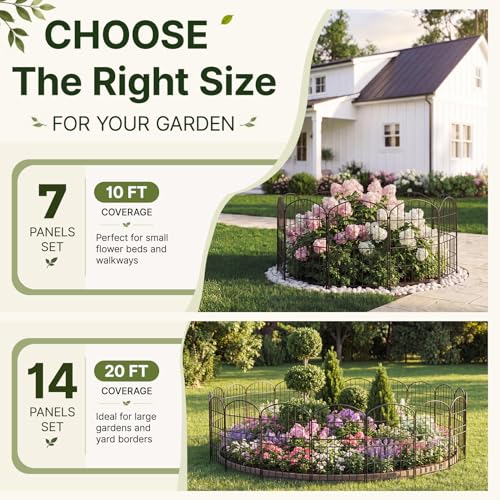 32.5in (H) x 20ft (L) Tall Decorative Garden Fence - 14 Pack Garden Fencing, Rustproof Metal Wire Panel Border Animal Barrier for Dog, Flower Edging for Yard Landscape Patio Outdoor Decor (14 Pack)
