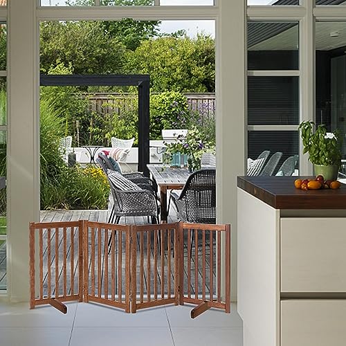 Wooden Free Standing Dog Gate 80" W x 30" H (Brown Oak / 80"W x 30"H)