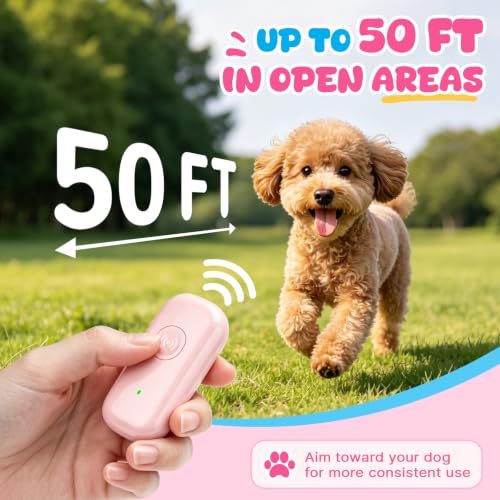 Ultrasonic Bark Deterrent Device for Small Dogs (Pink)