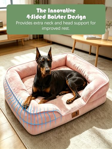 Orthopedic Dog Bed with Sides (48.0"L x 35.0"W x 8.0"Th / Pink)
