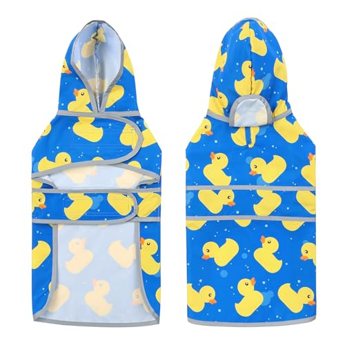 Dog Raincoat Waterproof Dog Rain Jacket with Hood (Blue Duck / XX-Large)