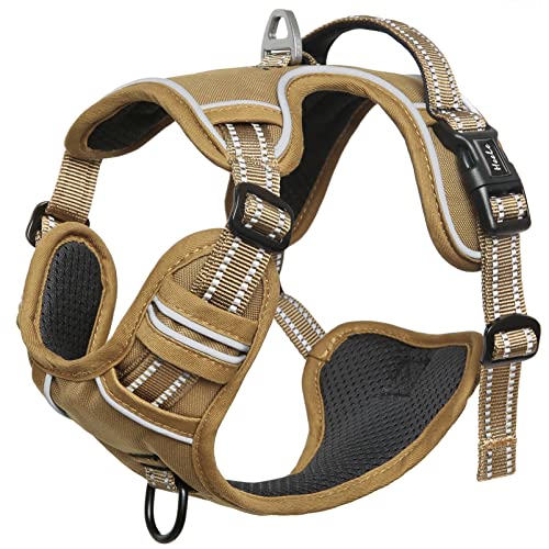 Dog Harness Dog Harness for Small Medium Large Dogs No Pull Adjustable Padded Reflective Harness with Handle for Walking Training (XS / Brown)
