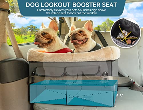 Dog Car Seat for Medium Dogs or 2 Small Dogs (Medium / Deep Grey)