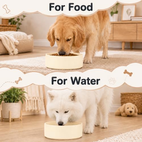 Ceramic Dog Bowls (Light Yellow)