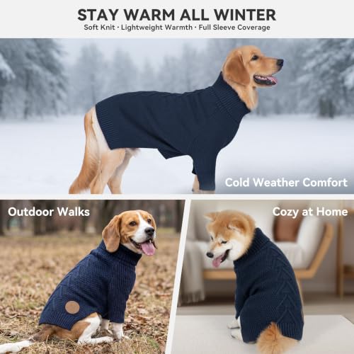 Dog Sweater Long Sleeve Warm Knit Sweaters for Giant Breed Dogs Boy (1# Navy / XXXX-Large)