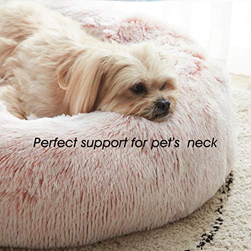 Western Home Calming Donut Medium Dog Bed Washable Pet Bed (Pink / 30.0"l x 30.0"w x 8.0"th)