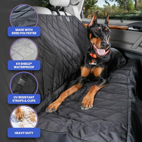 Heavy Duty Rear Seat Cover for Dogs (Regular / Black)