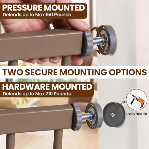 29.7 48" Baby Gate for Stairs (Brown / 29.7-48"W x 30"H)