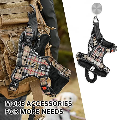 Dog Harness for Small Sized Dog (Checkered Beige / Small)