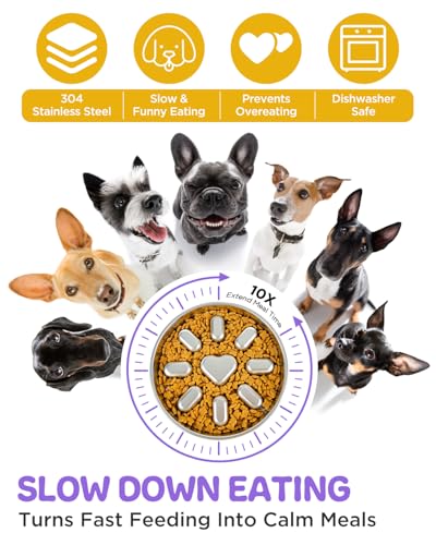 Slow Feeder Dog Bowls with Non (2 Cup 2 Pack)