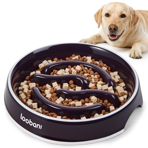 3.5 Cups Ceramic Slow Feeder Dog Bowls Large Dogs with Grip Handles (purple / L (3.5 cups))