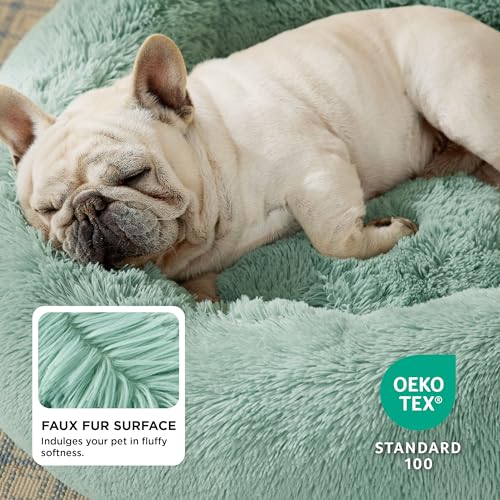 Calming Dog Bed Medium Size Dog Donut Washable Pet Bed (30"L x 30"W x 8"Th / Apple Green)